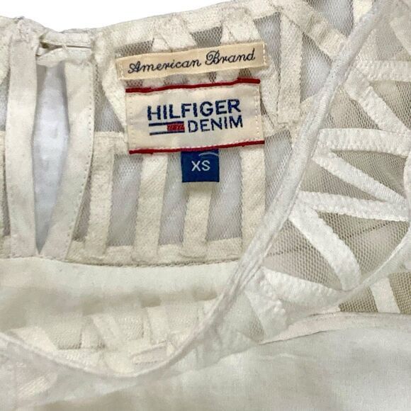 Tommy Hilfiger Denim Dress Women XS White Blue Tie Dye Belted Summer Beach Vacay - Picture 13 of 16